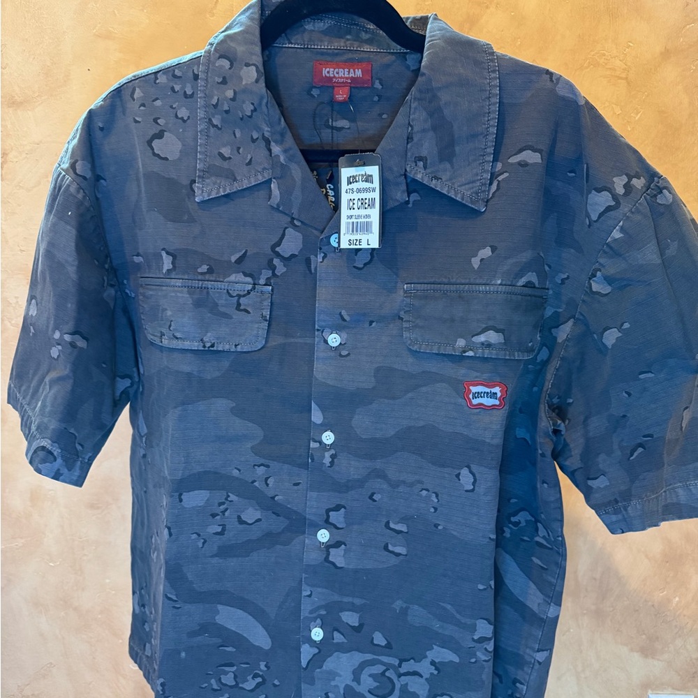 Icecream Men's Camouflage Gray Button Down Shirt
